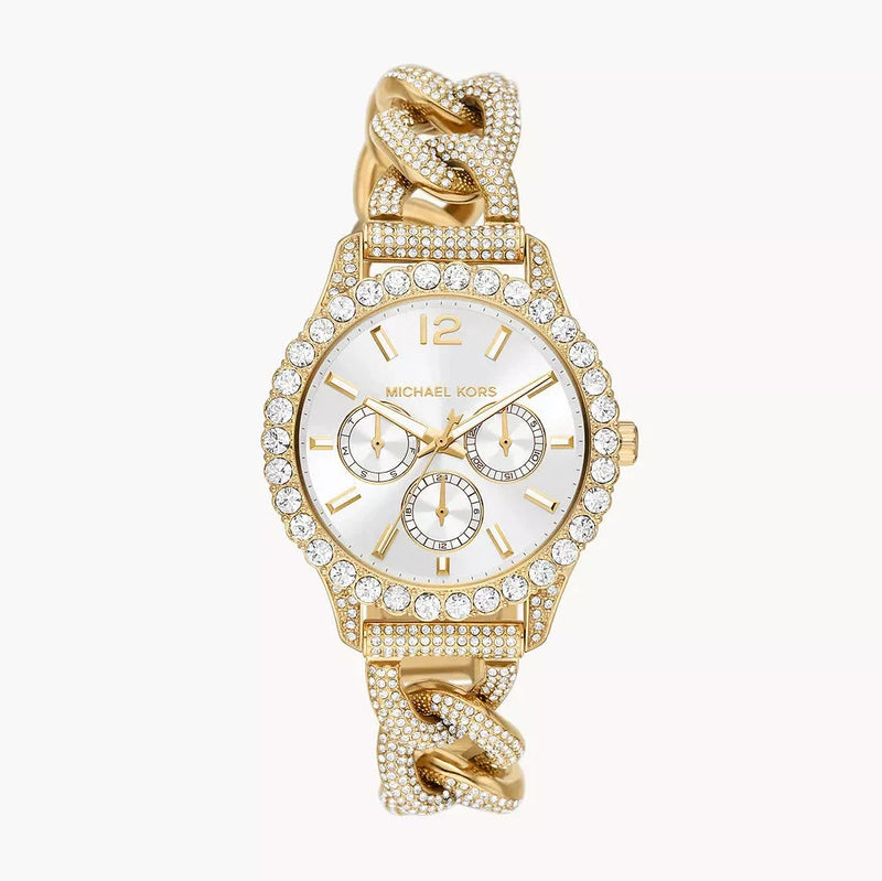 Michael Kors Layton Multifunction Glitz Silver Dial Gold Steel Strap Watch for Women - MK4653 Buy Now By Michael Kors