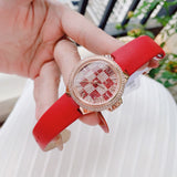 Michael Kors Camille Three Hand Crystals Rose Gold Dial Red Leather Strap Watch For Women - MK4701 Buy Now By Michael Kors