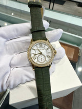 Michael Kors Mini Everest Crystals White Dial Green Leather Strap Watch for Women - MK4720 Buy Now By Michael Kors