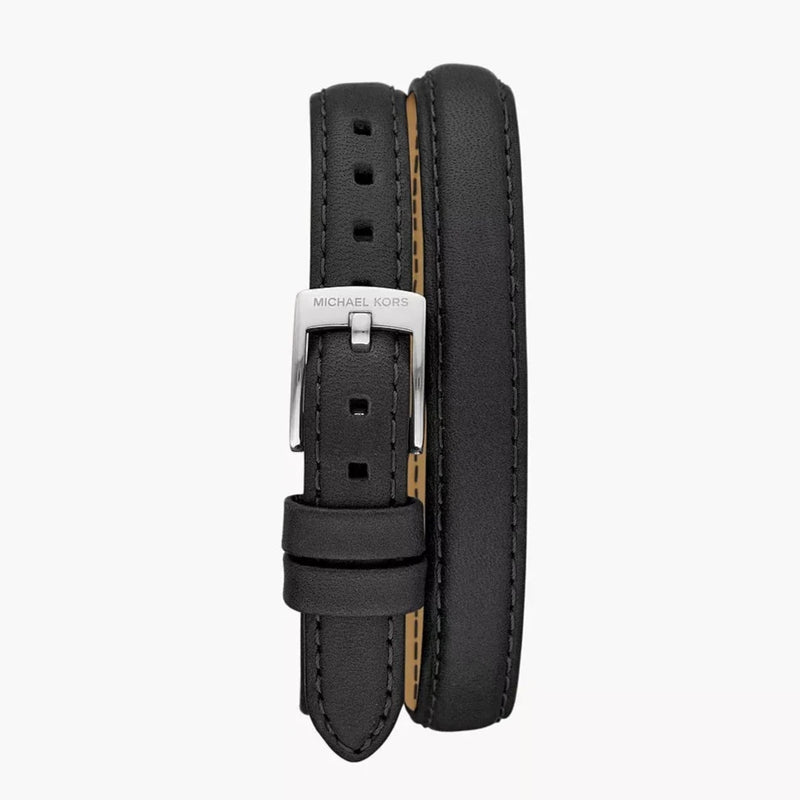 Shop Michael Kors Empire Three-Hand Silver Dial Black Leather Strap Watch For Women - MK4722 in USA