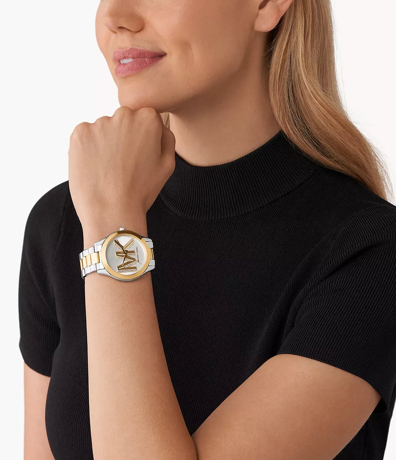 Michael Kors Slim Runway Three Hand Silver Dial Two Tone Steel Strap Watch For Women - MK4735 Buy Now By Michael Kors