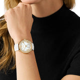 Michael Kors Sage Three-Hand Mother of Pearl White Dial White Leather Strap Watch for Women - MK4818 Buy Now By Michael Kors