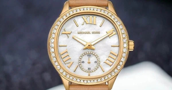 Michael Kors Sage Three-Hand Mother of Pearl White Dial Brown Leather Strap Watch for Women - MK4819 Buy Now By Michael Kors
