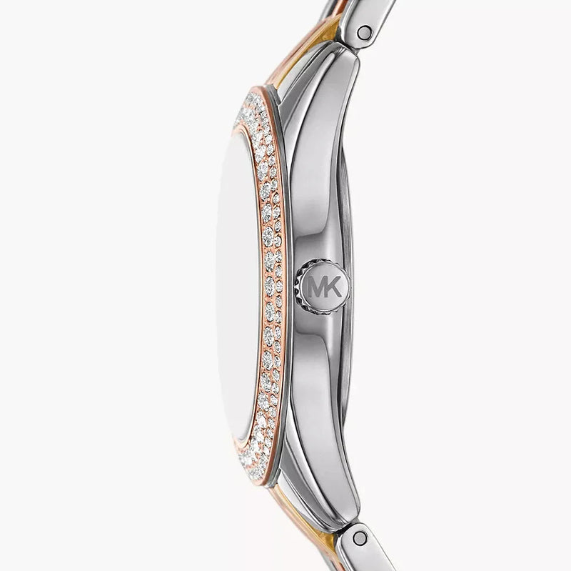 Michael Kors Harlowe Three-Hand Mother of Pearl White Dial Tri Tone Steel Strap Watch for Women - MK4846 Buy Now By Michael Kors