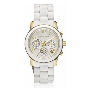 Michael Kors Runway Chronograph White Dial White Steel Strap Watch for Women - MK5145