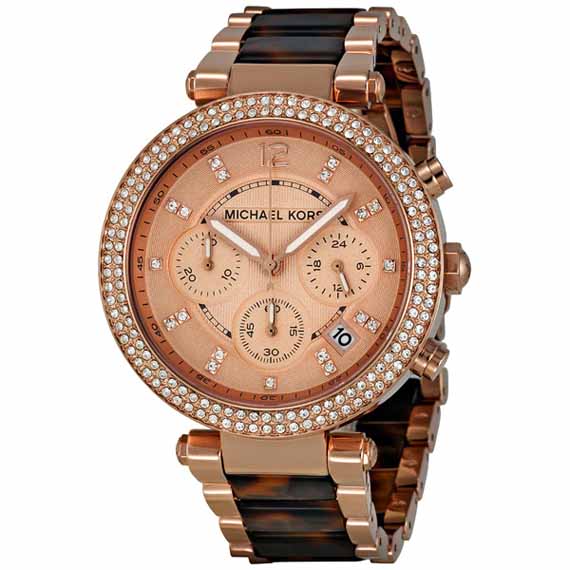 Michael Kors Parker Rose Gold Dial Two Tone Steel Strap Watch for Women - MK5538