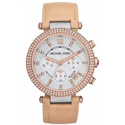 Michael Kors Parker Chronograph White Dial Tan Leather Strap Watch for Women - MK5633 Buy Now By Michael Kors
