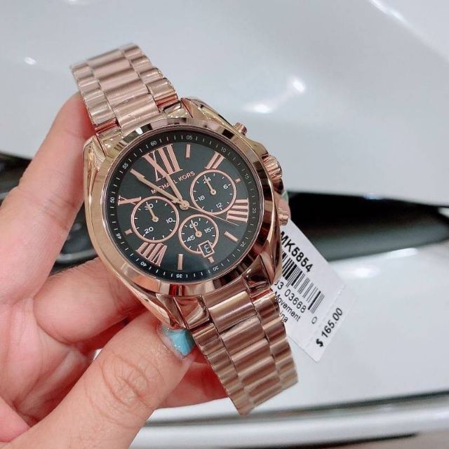 Michael Kors Bradshaw Black Dial Rose Gold Steel Strap Watch for Women - MK5854 Buy Now By Michael Kors