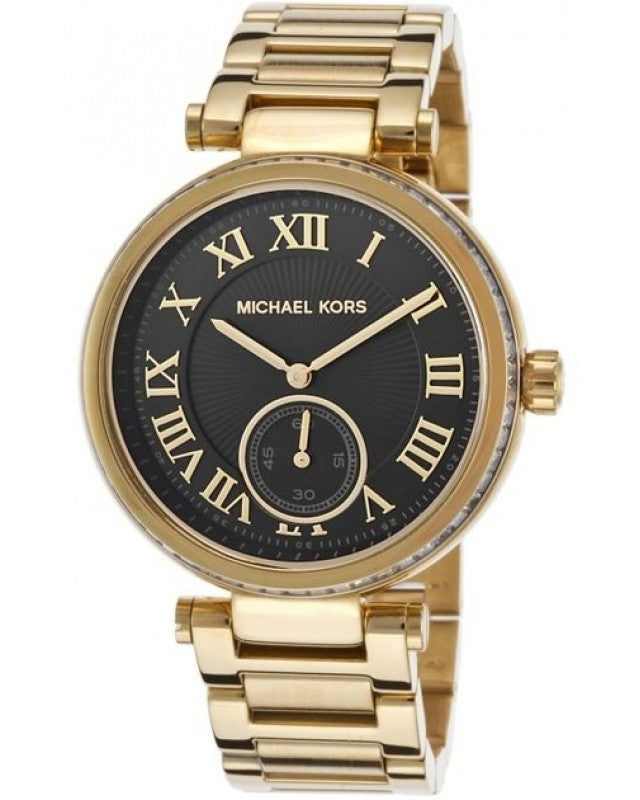 Michael Kors Skylar Black Dial Gold Steel Strap Watch for Women - MK5989 Buy Now By Michael Kors