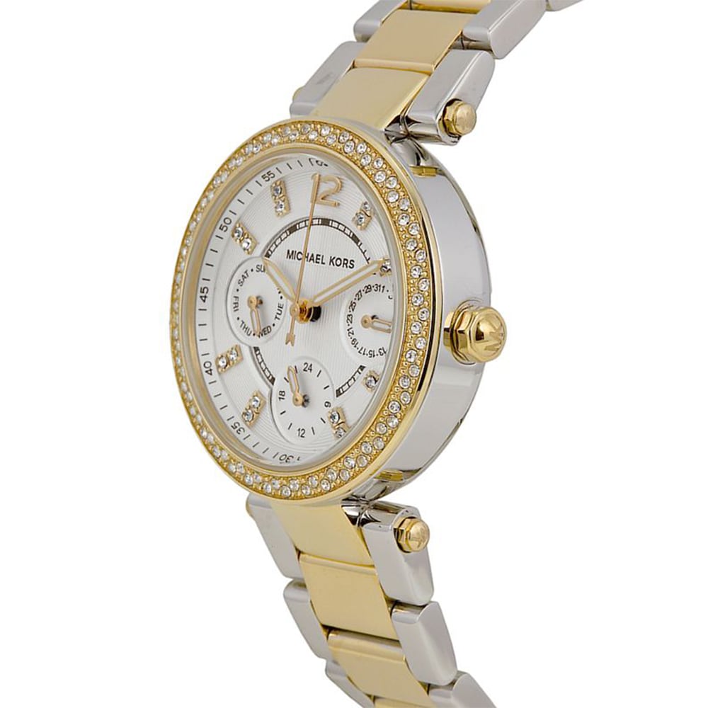 Michael Kors Parker White Dial Two Tone Steel Strap Watch for Women - MK6055