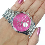 Michael Kors Runway Chronograph Pink Dial Silver Steel Strap Watch for Women - MK6160 Buy Now By Michael Kors