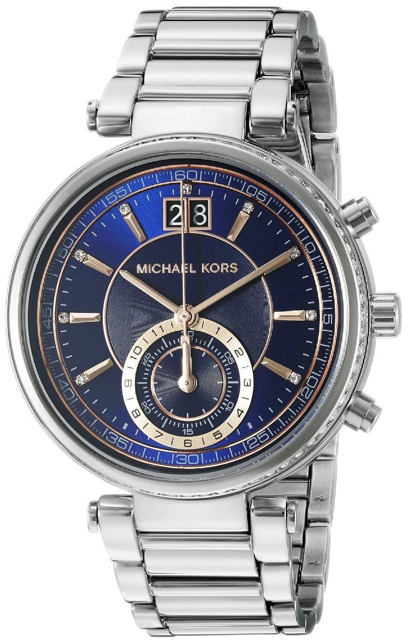 Michael Kors Sawyer Navy Blue Dial Silver Steel Strap Watch for Women - MK6224 Buy Now By Michael Kors