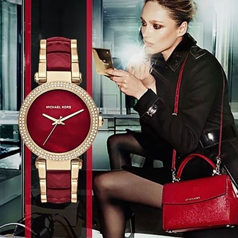 Michael Kors Parker Mother of Pearl Red Dial Two Tone Steel Strap Watch for Women - MK6427 Buy Now By Michael Kors
