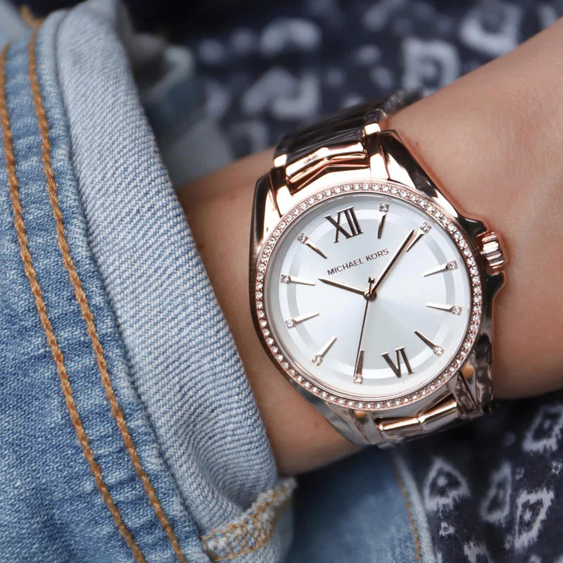 Michael Kors Whitney Quartz White Dial Rose Gold Steel Strap Watch For Women - MK6694 Buy Now By Michael Kors