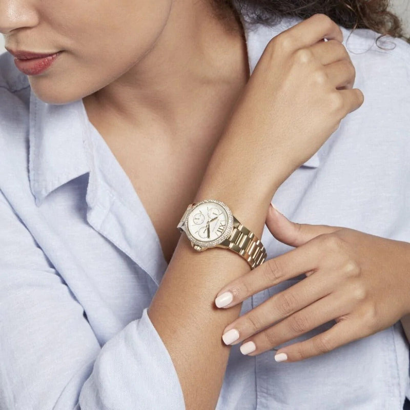 Michael Kors Mini Camille Chronograph White Dial Rose Gold Steel Strap Watch For Women - MK6844 Buy Now By Michael Kors