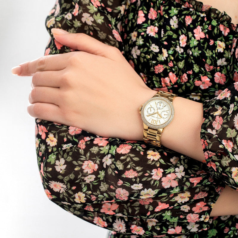 Michael Kors Mini Camille Chronograph White Dial Rose Gold Steel Strap Watch For Women - MK6844 Buy Now By Michael Kors