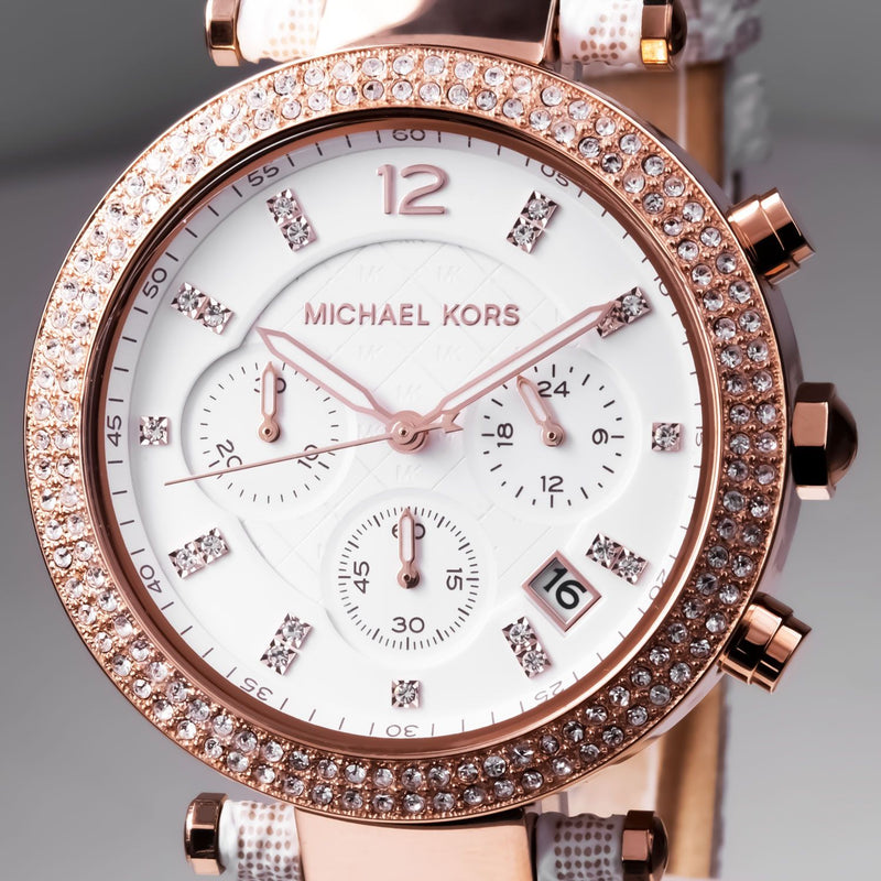 Michael Kors Parker Chronograph White Dial Two Tone Leather Strap Watch For Women - MK6951 Buy Now By Michael Kors