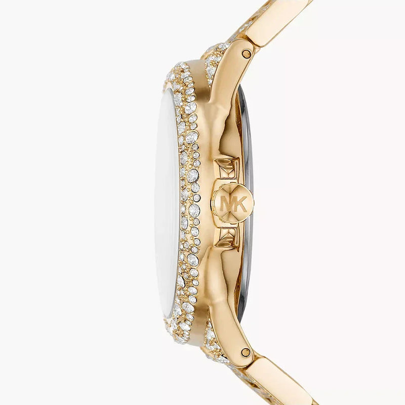 Shop Michael Kors Camille Pavé Crystals Gold Dial Gold Steel Strap Watch for Women - MK6958 in USA