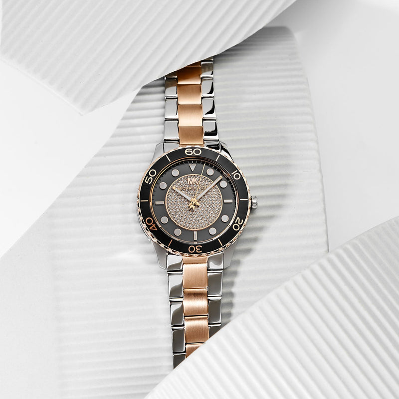Michael Kors Runway Quartz Black Dial Two Tone Steel Strap Watch For Women - MK6960 Buy Now By Michael Kors