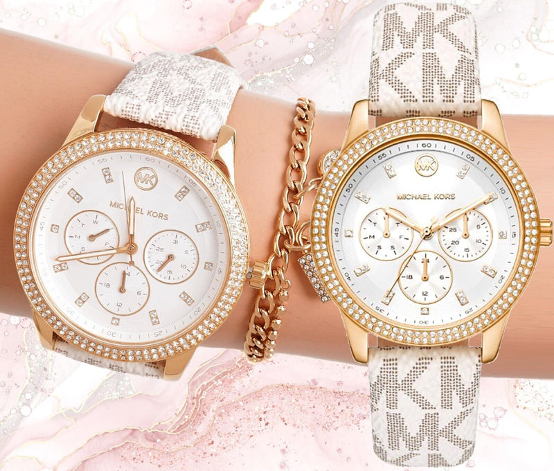 Michael Kors Tibby Multifunction Silver Dial White Leather Strap Watch For Women - MK6967 Buy Now By Michael Kors
