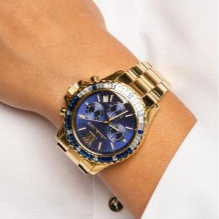 Michael Kors Everest Chronograph Blue Dial Gold Steel Strap Watch For Women - MK6971 Buy Now By Michael Kors