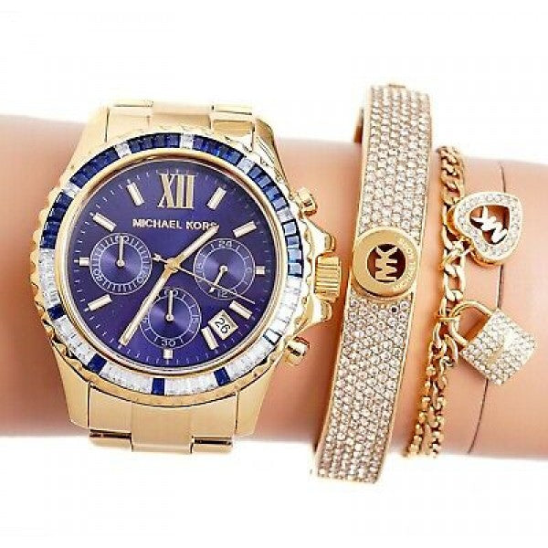 Michael Kors Everest Chronograph Blue Dial Gold Steel Strap Watch For Women - MK6971 Buy Now By Michael Kors