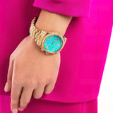 Michael Kors Lexington Chronograph Blue Dial Gold Steel Strap Watch For Women - MK7216 Buy Now By Michael Kors