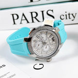 Michael Kors Sidney Multifunction Analog White Dial Turquoise Silicone Strap Watch For Women - MK7246 Buy Now By Michael Kors
