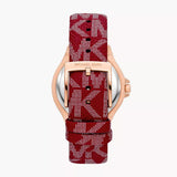 Michael Kors Lennox Three Hand Silver Dial Red Leather Strap Watch For Women - MK7308 Buy Now By Michael Kors