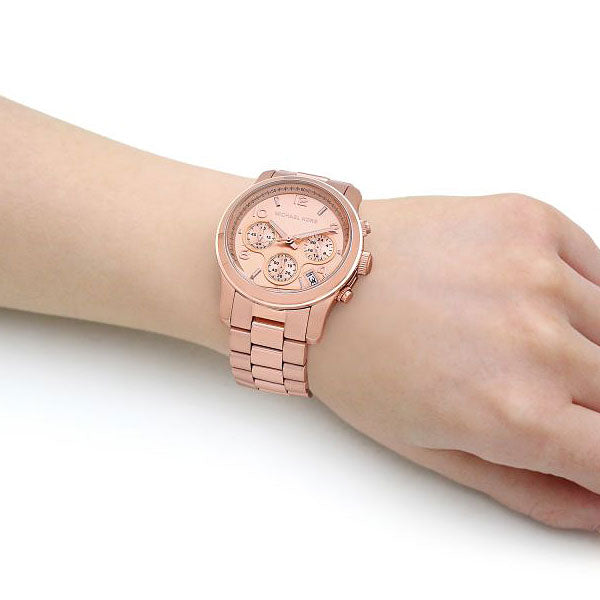 Michael Kors Runway Chronograph Rose Gold Dial Rose Gold Steel Strap Watch For Women - MK7324 Buy Now By Michael Kors