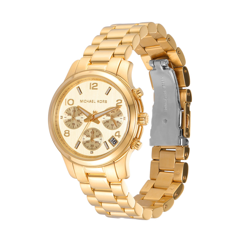 Michael Kors Runway Chronograph Gold Dial Gold Steel Strap Watch For Women - MK7326 Buy Now By Michael Kors