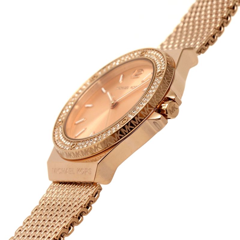 Michael Kors Lennox Three Hand Rose Gold Dial Rose Gold Mesh Strap Watch For Women - MK7336 Buy Now By Michael Kors