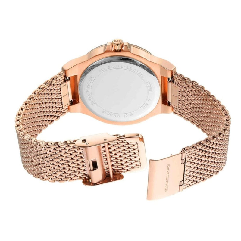 Michael Kors Lennox Three Hand Rose Gold Dial Rose Gold Mesh Strap Watch For Women - MK7336 Buy Now By Michael Kors