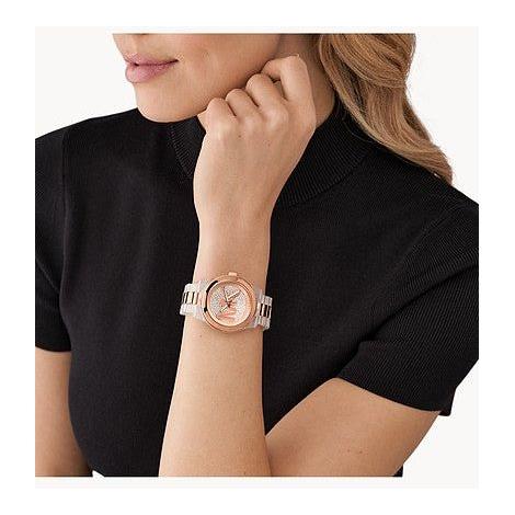 Michael Kors Runway Analog Crystals Rose Gold Dial Two Tone Steel Strap Watch for Women - MK7355 Buy Now By Michael Kors