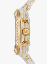 Michael Kors Runway Pavé Chronograph White Dial White Acetate Strap Watch for Women - MK7476 Buy Now By Michael Kors