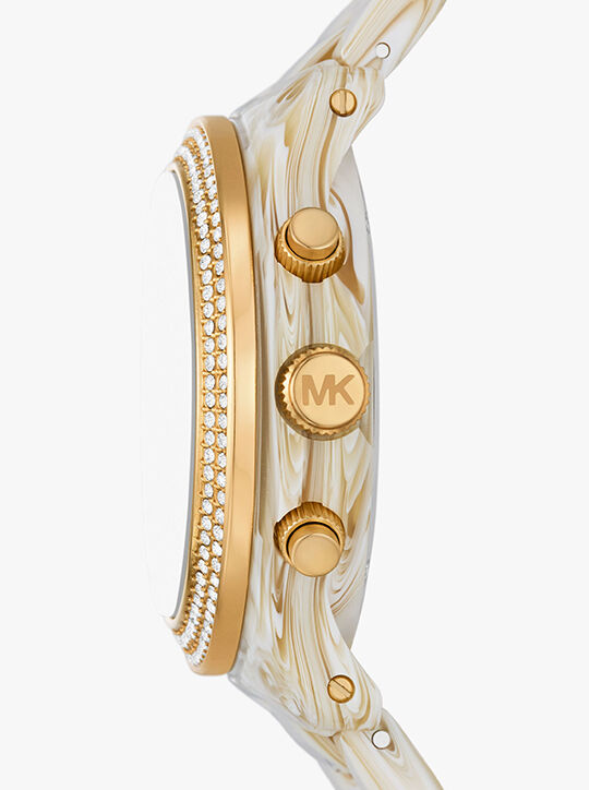 Michael Kors Runway Pavé Chronograph White Dial White Acetate Strap Watch for Women - MK7476 Buy Now By Michael Kors