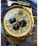 Michael Kors Lexington Crystals Gold Dial Gold Steel Strap Watch for Men - MK8494
