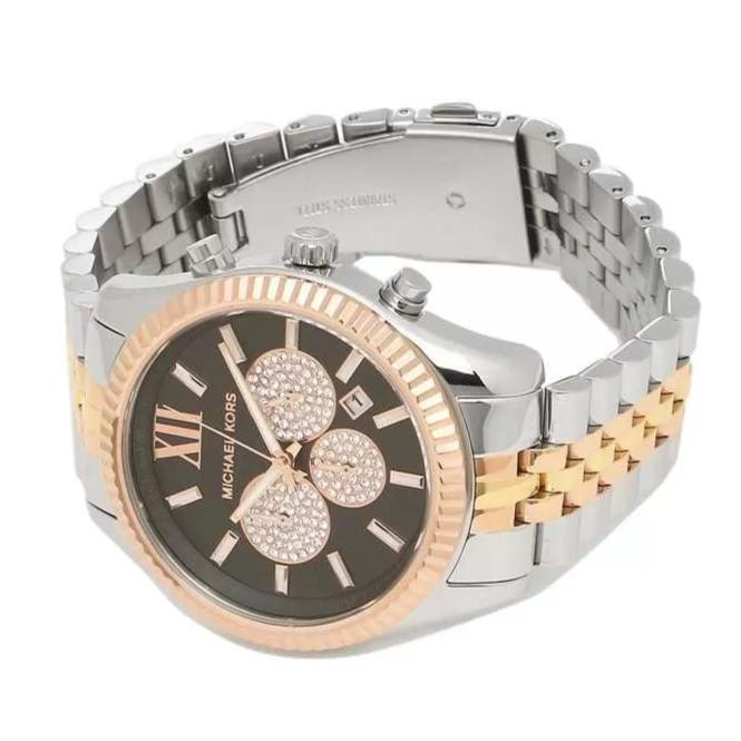 Michael Kors Lexington Chronograph Crystals Black Dial Two Tone Steel Strap Watch for Men - MK8714 Buy Now By Michael Kors