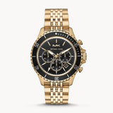 Michael Kors Bayville Chronograph Black Dial Gold Steel Strap Watch For Men - MK8726