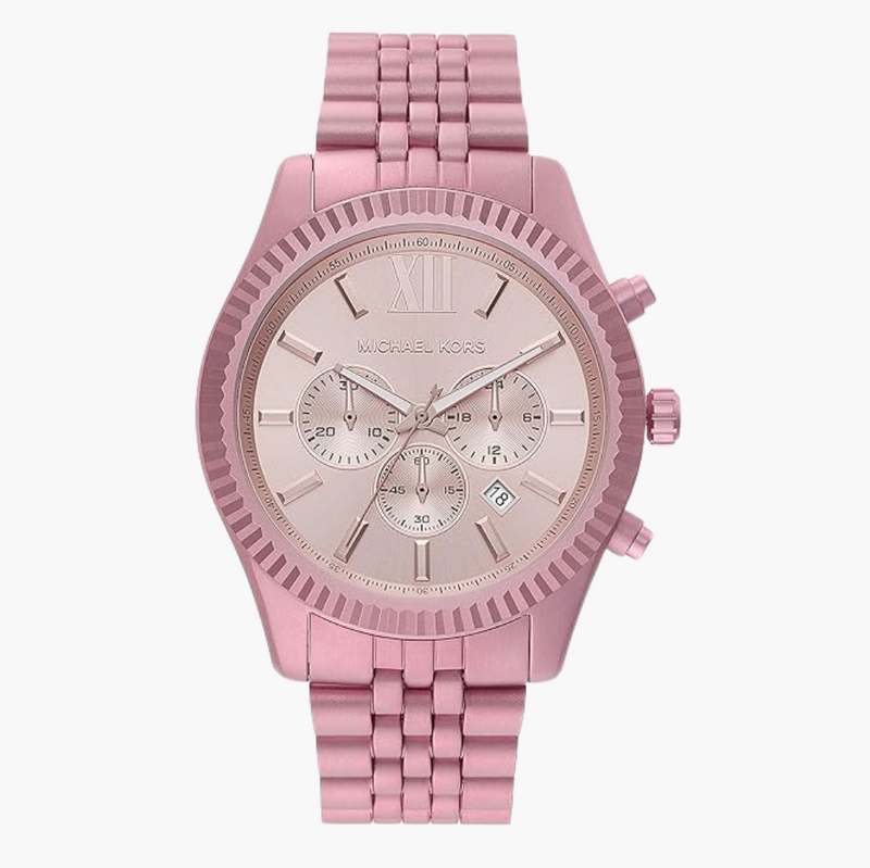 Shop Michael Kors Lexington Chronograph Pink Dial Pink Steel Strap Watch for Women - MK8792 in USA