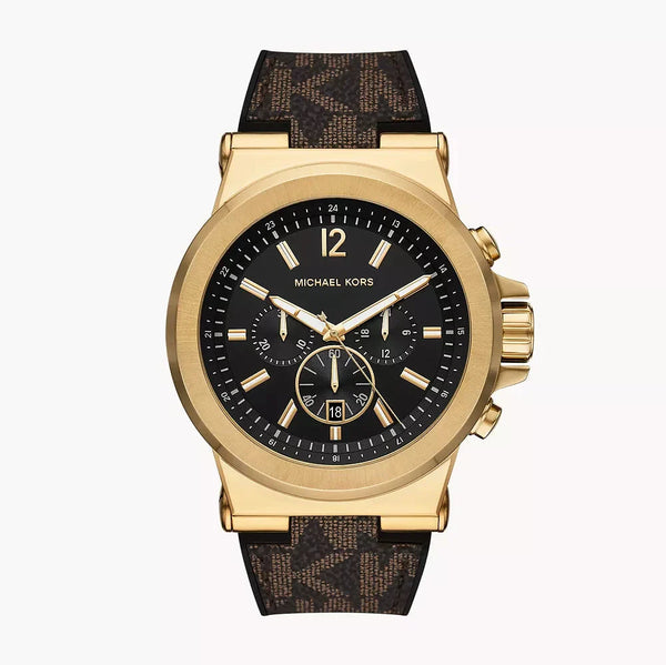 Shop Michael Kors Dylan Chronograph Black Dial Brown Rubber Strap Watch For Men - MK8904 in USA
