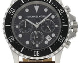 Michael Kors Everest Chronograph Black Dial Brown Leather Strap Watch For Men - MK9054