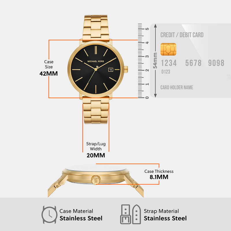 Michael Kors Blake Quartz Black Dial Gold Steel Strap Watch for Men - MK9136 Buy Now By Michael Kors