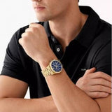 Michael Kors Lexington Chronograph Blue Dial Gold Steel Strap Watch for Men - MK9153 Buy Now By Michael Kors