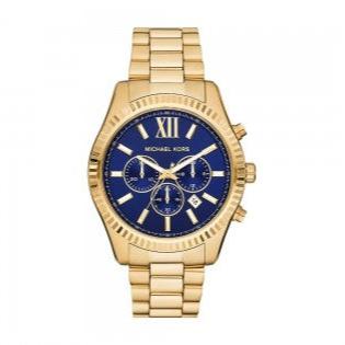 Michael Kors Lexington Chronograph Blue Dial Gold Steel Strap Watch for Men - MK9153 Buy Now By Michael Kors