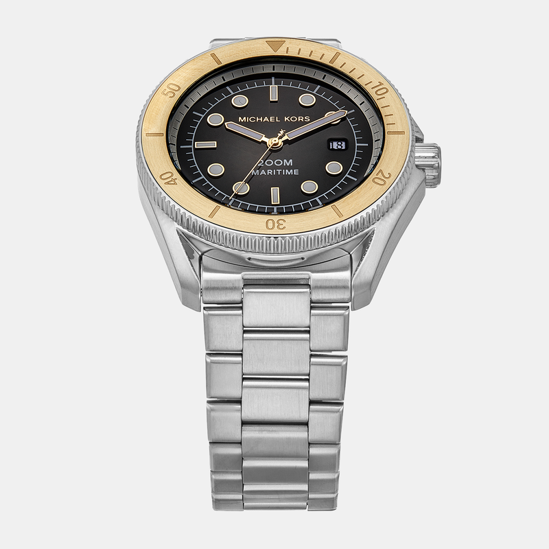 Michael Kors Maritime Analog Black Dial Silver Steel Strap Watch for Men - MK9161 Buy Now By Michael Kors
