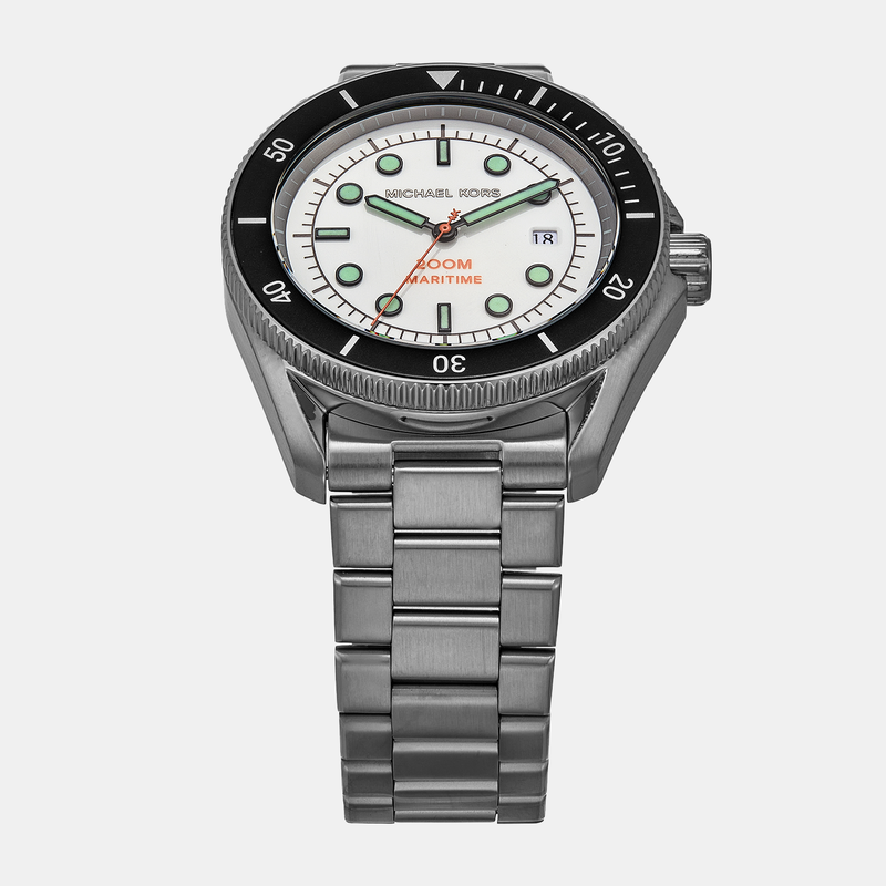 Michael Kors Maritime Three-Hand White Dial Grey Steel Strap Watch for Men - MK9163 Buy Now By Michael Kors