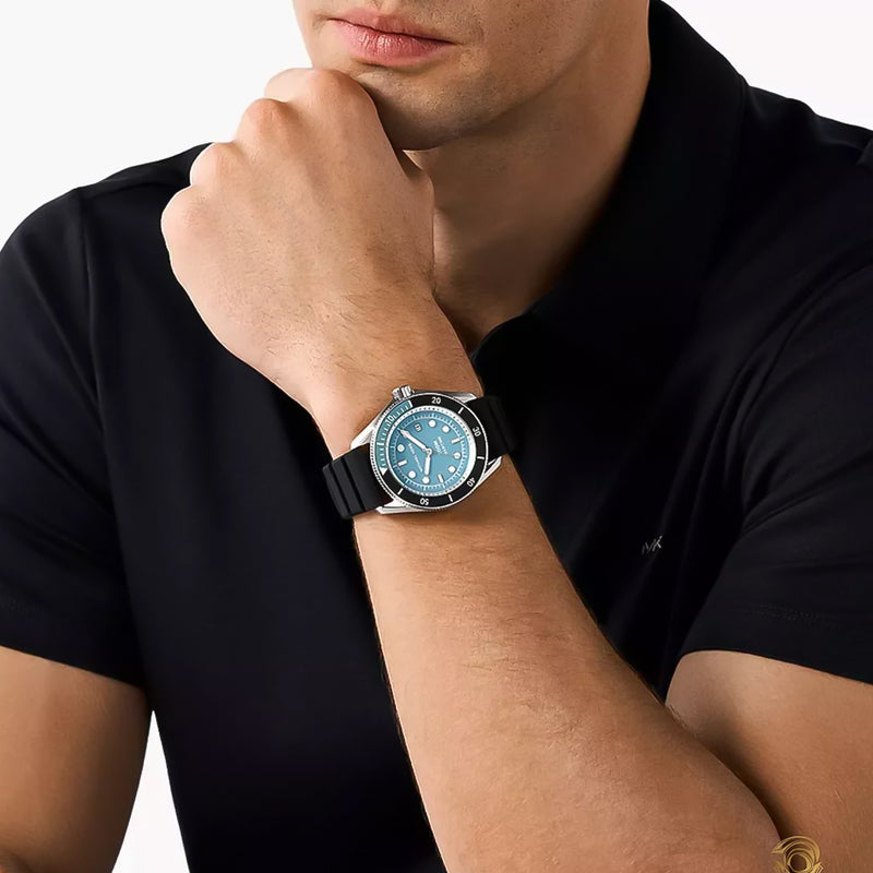 Michael Kors Maritime Three Hand Blue Dial Black Silicone Strap Watch for Men - MK9167 Buy Now By Michael Kors