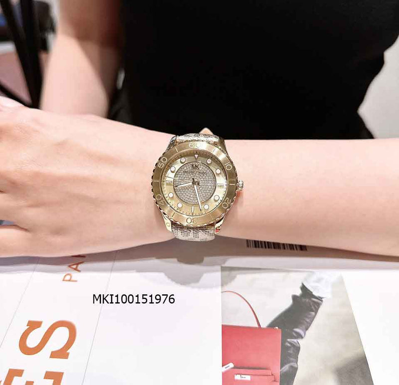 Michael Kors Runway Three Hand Quartz Gold Dial Brown Leather Strap Watch For Women - MK6999 Buy Now By Michael Kors