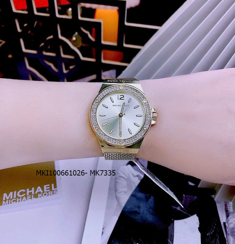 Michael Kors Lennox Three-Hand Gold Dial Gold Mesh Bracelet Watch For Women - MK7335 Buy Now By Michael Kors